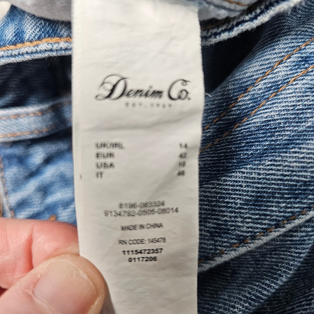 Denim Co. Embroidered Denim Skirt‎ Blue Frayed Hem Women's Size 10 - Picture 8 of 9